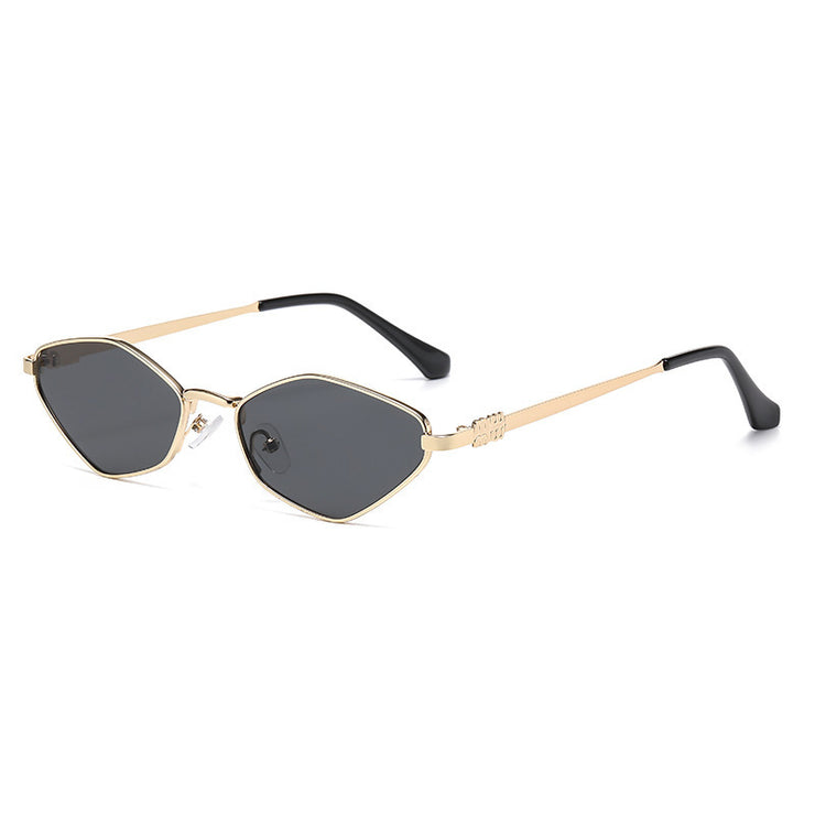 Metal Small Frame Rhombus Cat Eye Sunglasses