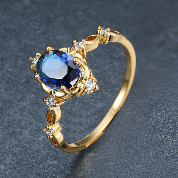 Drop-shaped Inlaid Zircon Alloy Ring