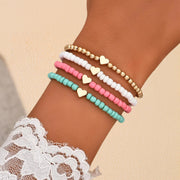 Bohemian Love Bead Four-piece Bracelet Simple Peach Heart Beaded Bracelet Bracelet