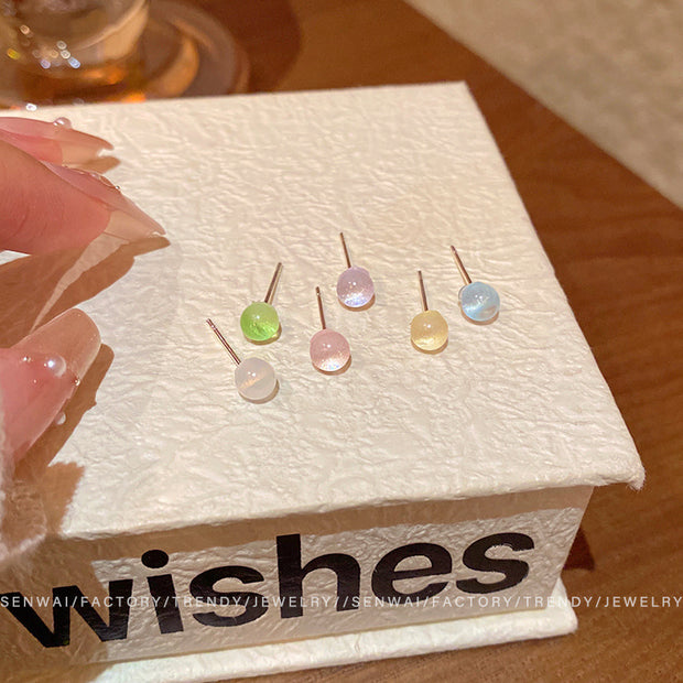 Six-piece Color Bean-shaped Stud Earrings Suit