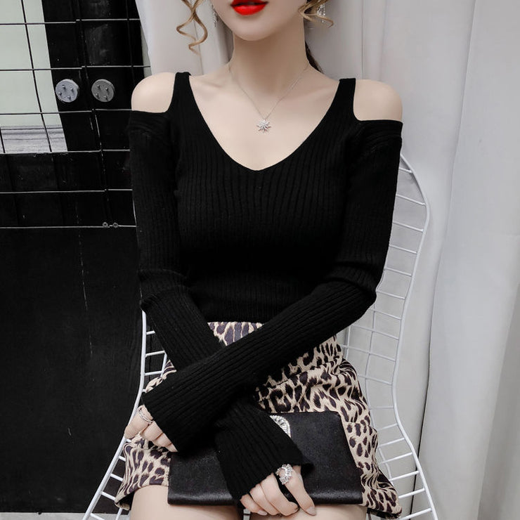 Slim-fit Elegant V-neck All-matching Western Style Bottoming Sweater