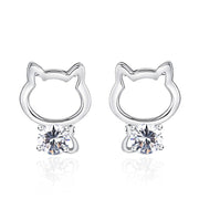 Summer Popular Cat Sterling Silver Zircon Earrings