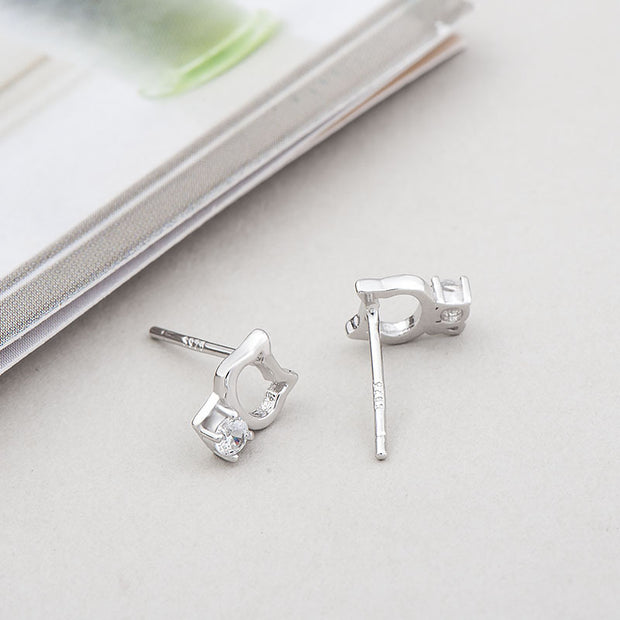 Summer Popular Cat Sterling Silver Zircon Earrings