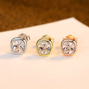 Simple Sterling Silver Ear Studs Square Zircon