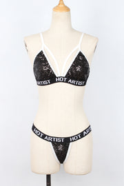 Ladies Fashion Sequin Lingerie Bikini Set