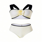 Pattern Swimsuit Bikini Swimsuit With Shoulder Straps Black And White
