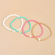 Bohemian Love Bead Four-piece Bracelet Simple Peach Heart Beaded Bracelet Bracelet