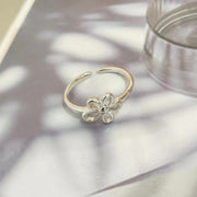 Thai Silver Sweet And Simple Hollow Silver Small Flower Open Index Finger Ring
