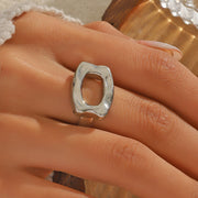 Exaggerated Metal Texture Glossy Round Simple Geometric Alloy Ring