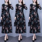 Long Sleeve Plus Size Hide Thick Waist And Belly Dress