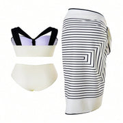 Pattern Swimsuit Bikini Swimsuit With Shoulder Straps Black And White