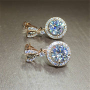 Heart-shaped zircon ear studs