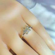 Thai Silver Sweet And Simple Hollow Silver Small Flower Open Index Finger Ring