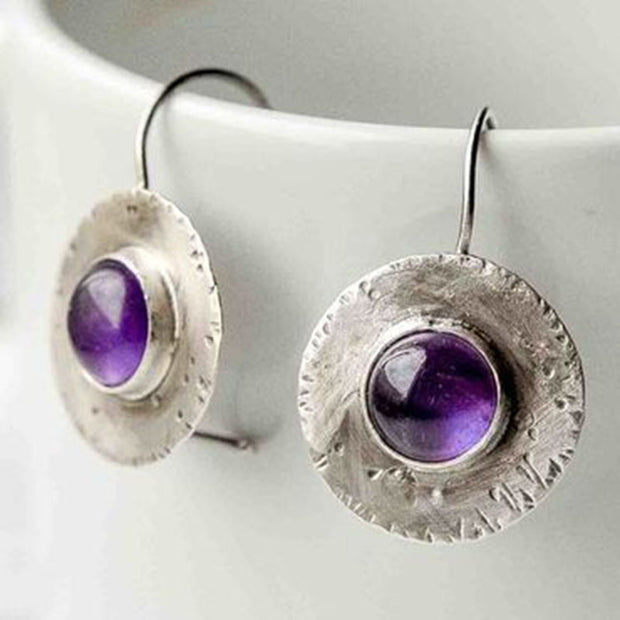 New Ethnic Style Ancient Round Inlaid Earrings