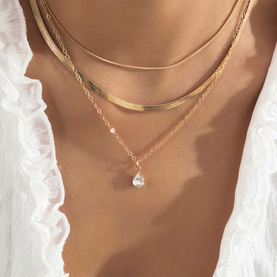 Sweet Cool Simple Metal Niche Water Drop Necklace