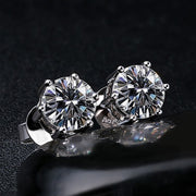 Ear Studs Round Hard Support Hexaclaw Zircon Earrings