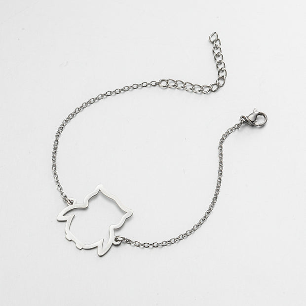 Cut Small Animal Hollow Owl Pendant Simple Bracelet