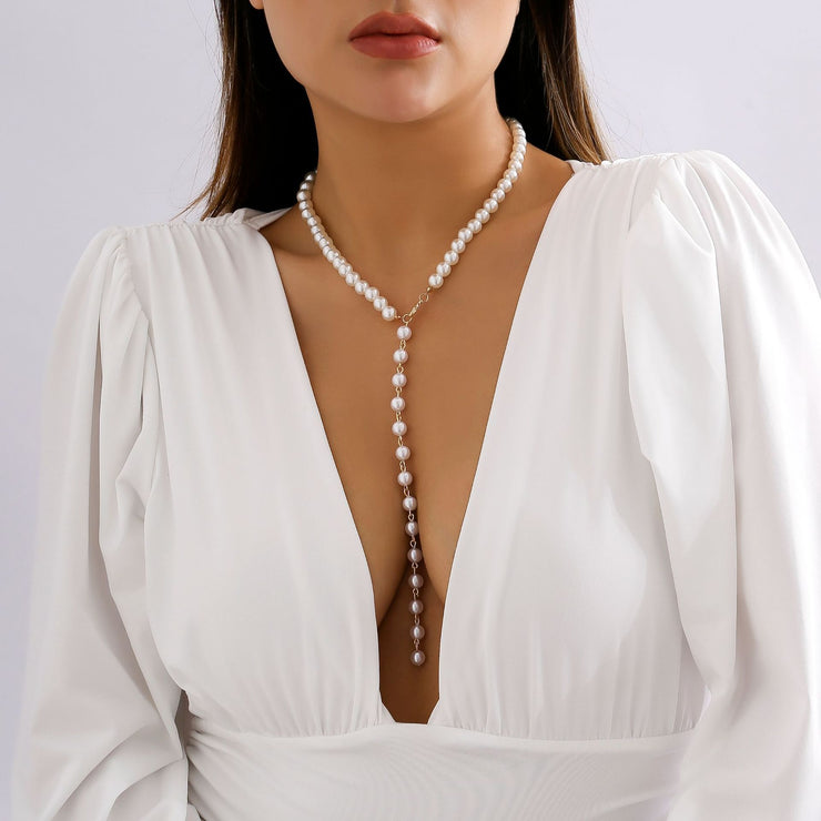 Round Beads Chain Beaded Pearl Niche Necklace