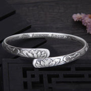 Retro With Opening Lotus Silver Bracelet Children