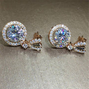 Heart-shaped zircon ear studs