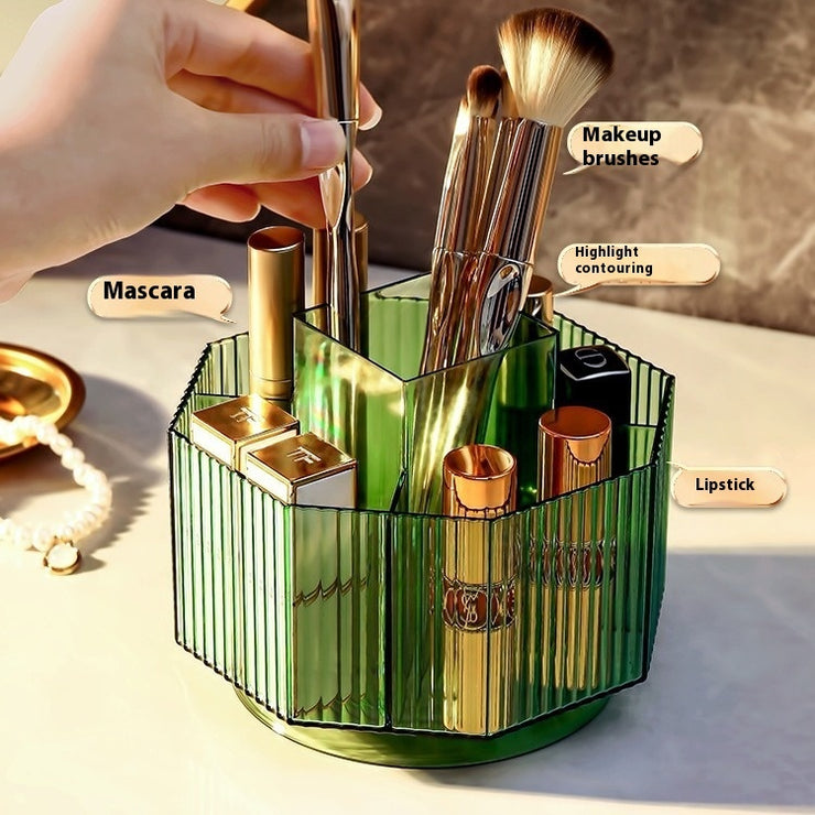 Desktop Grid Rotating Cosmetic Brush Storage Container