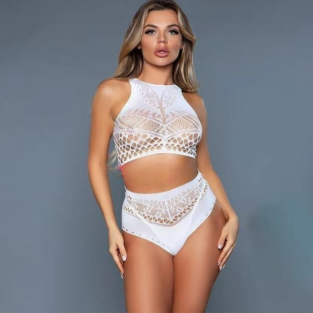 Women's Hollow-out Fishnet Clothes Bikini Suit