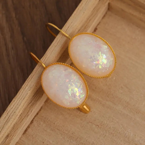 Square Ear Clip Crystal Egg-shaped Earrings