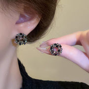 Dark Style Affordable Luxury Fashion Black Circle Flower Earrings