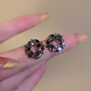 Dark Style Affordable Luxury Fashion Black Circle Flower Earrings