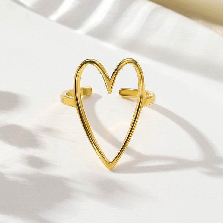 Women's Fashionable New Oil Pressure Opening Love Heart Ring