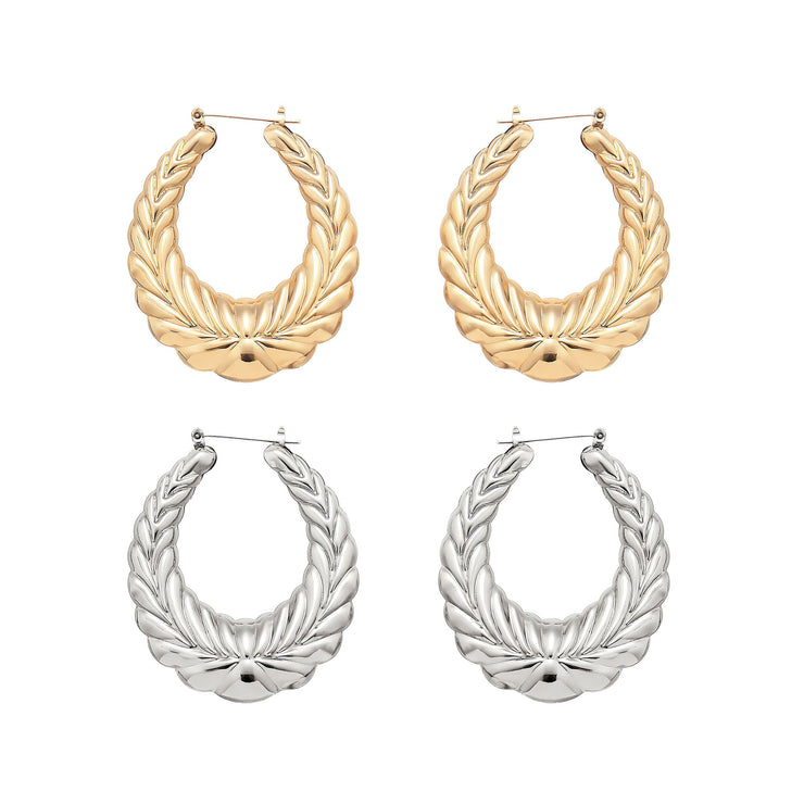 Fashion Personality Wheat Pattern Oval Earrings
