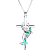 Exquisite Elegant Butterfly Cross Pendant Necklace