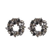 Dark Style Affordable Luxury Fashion Black Circle Flower Earrings