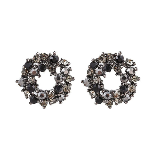 Dark Style Affordable Luxury Fashion Black Circle Flower Earrings