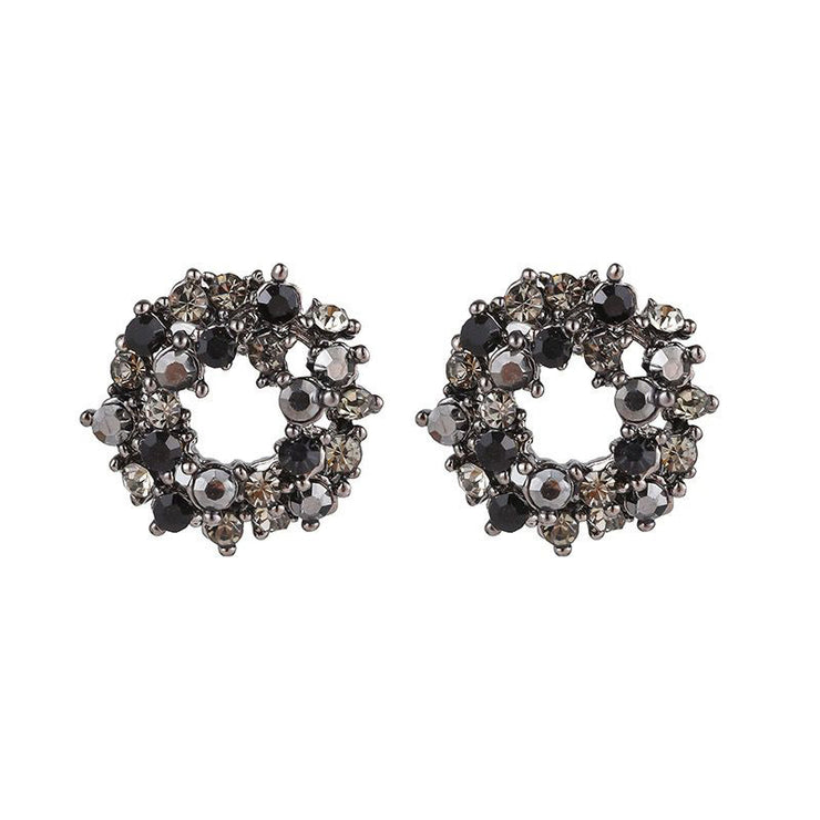 Dark Style Affordable Luxury Fashion Black Circle Flower Earrings