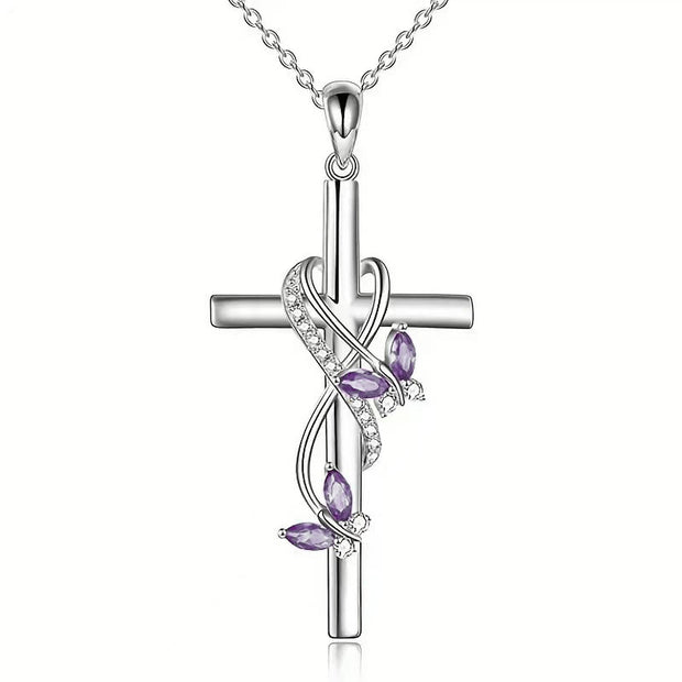Exquisite Elegant Butterfly Cross Pendant Necklace
