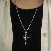 Minimalist Hip Hop Ring Cross Necklace