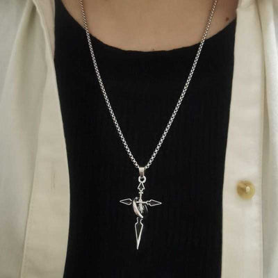Minimalist Hip Hop Ring Cross Necklace