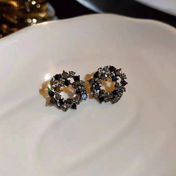 Dark Style Affordable Luxury Fashion Black Circle Flower Earrings