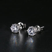 Ear Studs Round Hard Support Hexaclaw Zircon Earrings