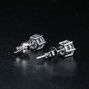 Ear Studs Round Hard Support Hexaclaw Zircon Earrings