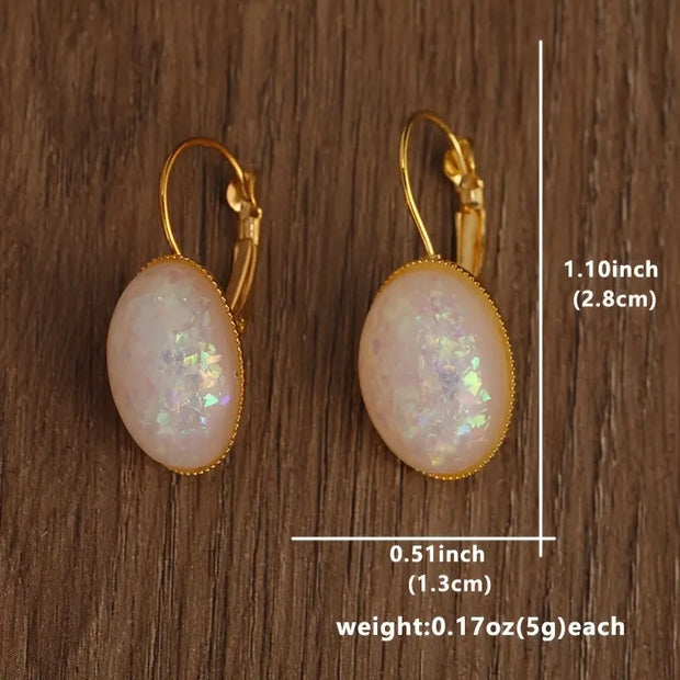 Square Ear Clip Crystal Egg-shaped Earrings