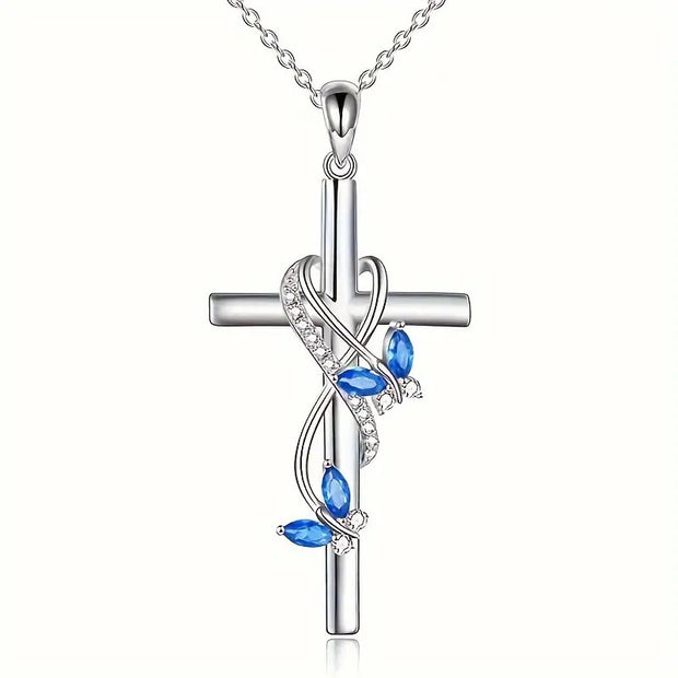Exquisite Elegant Butterfly Cross Pendant Necklace