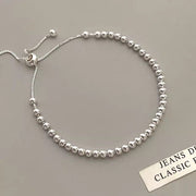 Simple All-Match Silver Round Beads Pull Bracelet For Women New Simple