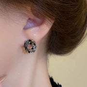 Dark Style Affordable Luxury Fashion Black Circle Flower Earrings