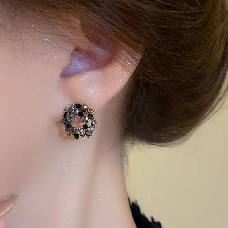 Dark Style Affordable Luxury Fashion Black Circle Flower Earrings