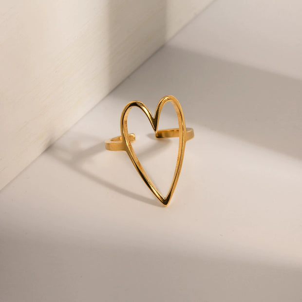 Women's Fashionable New Oil Pressure Opening Love Heart Ring