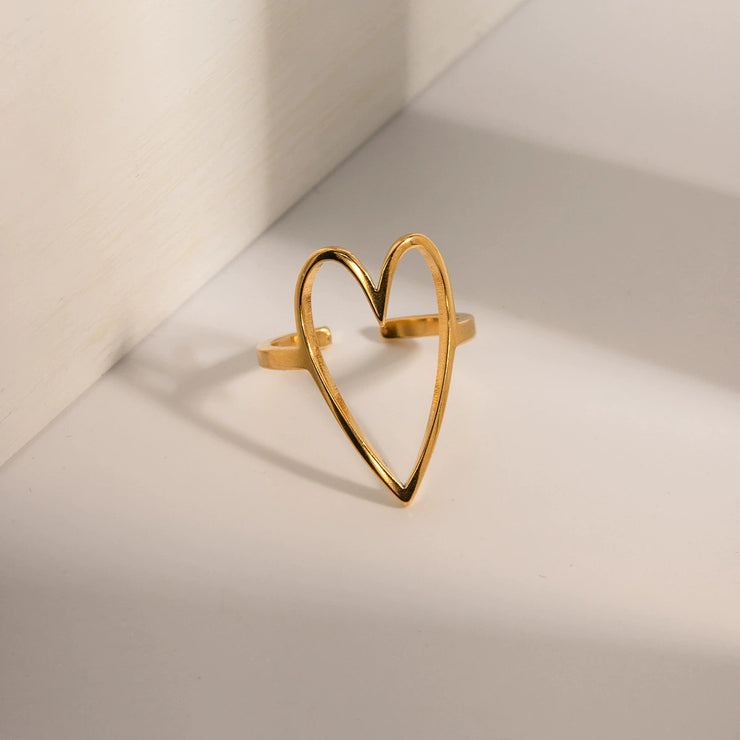 Women's Fashionable New Oil Pressure Opening Love Heart Ring