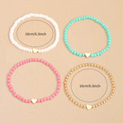 Bohemian Love Bead Four-piece Bracelet Simple Peach Heart Beaded Bracelet Bracelet