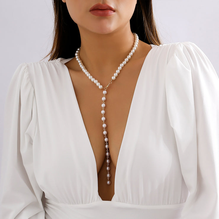 Round Beads Chain Beaded Pearl Niche Necklace